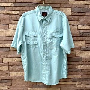 Walnut Creek Fishing Hiking Shirt Mens XL GreenBlue Mesh Vented Short Sleeve